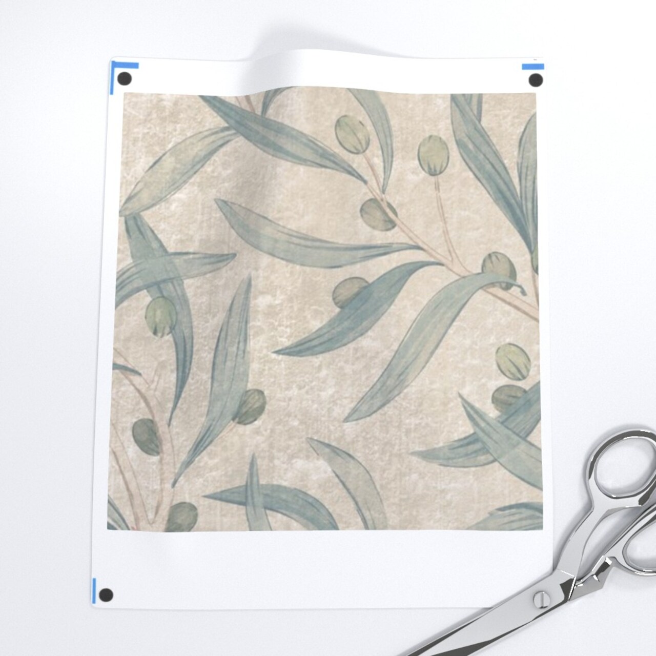 Sage Green Antique Plants Neutral Garden Italian Historical Hand Painted Olives Roman Villa Fresco Floral Botanical Large Scale Custom Printed Fabric by Spoonflower Various Fabrics by the Yard or Fat Quarter